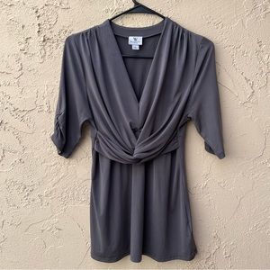 Worthington stretch, formal grey blouse, size M.